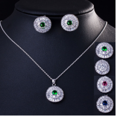 Diamond Cut Cubic Zirconia Platinum Plated Set | Zircon | Emerald | Ruby | Sapphire
